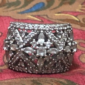 Sterling Silver Intricate Diamond Ring